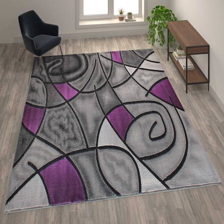 Flash Furniture Purple 8' x 10' Abstract Design Accent Area Rug ACD-RGTRZ860-810-PU-GG